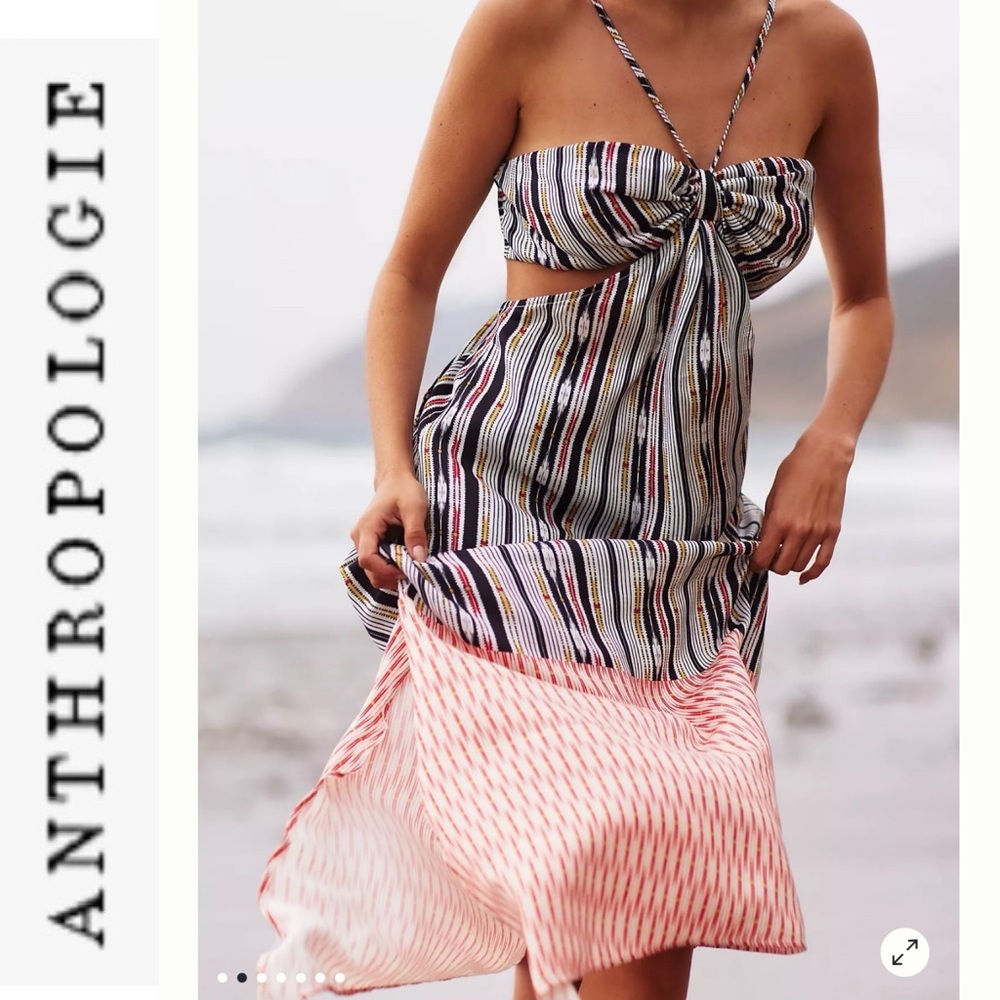 NWT Anthropologie Bare Cut-Out Printed Maxi Dress xs - Picture 2 of 13